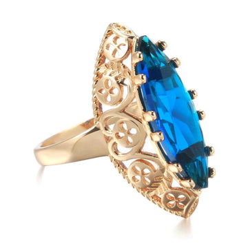 Gorgeous Vintage Filled 14K Rose Gold Ethnic Trend Unique Hollow Green, Red, Blue AAA Zircon Crystal Jewellery Rings